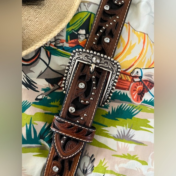 🤠 ARIAT WESTERN BELT - 2011 LIMITED EDITION BUCKLE FROM ORIGINAL MASTER - Picture 2 of 9